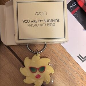 Avon Sunny Yellow Key Ring with Red Accents